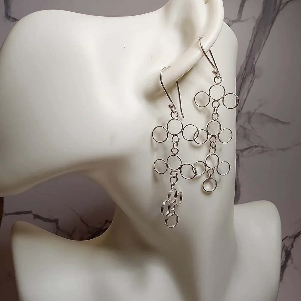925 Silver Dangle Circle Earrings